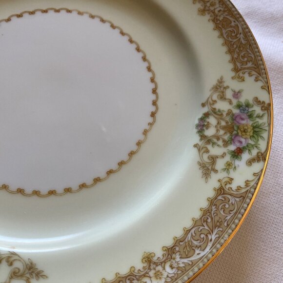 Noritake Occupied Japan Fine China Plate 6" Cream Floral Gold Trim Vintage - Picture 3 of 7